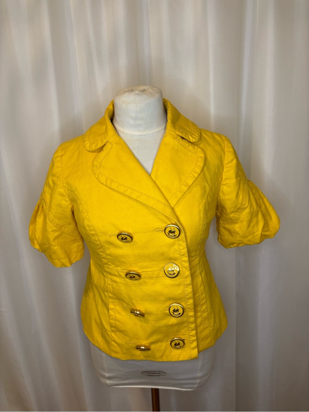 Juicy Couture Yellow Jacket with Printed Liner and Gold Chain Detail